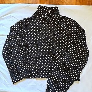 Black polkadot, back zip-up blouse